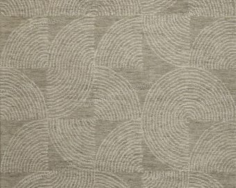 Alfombra de lana tejida a mano con mosaico de arco color marfil, moderna, texturizada, color beige neutro, lujosa, para decoración de áreas.