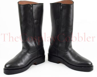 Botas de oficial imperial de Star Wars, calzado de cosplay de cuero negro, botas de disfraz de ciencia ficción hechas a mano, uniforme de oficial personalizado para Comic Con.