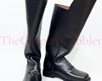 Civil War Infantry Boots, 19th Century Black Leather Military Footwear, Handmade Reenactment Costume, Theater Film LARP