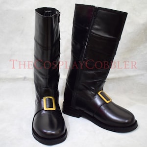 Custom-Made Santa Claus Boots, Black Leather Boots, Christmas Costume Boots, Handmade Santa Boots,  Luxury Santa Boots, Santa Costume Boots