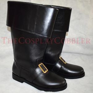 Custom-Made Santa Claus Boots, Black Leather Boots, Christmas Costume Boots, Handmade Santa Boots,  Luxury Santa Boots, Santa Costume Boots