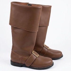 Brown Leather Santa Boots, Genuine Leather Christmas Costume