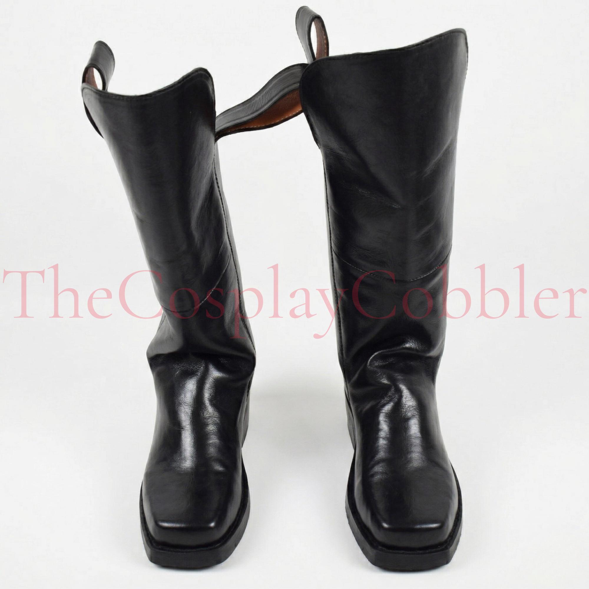 Black Genuine Leather Cavalry Officer Boots, 19th Century Union