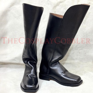 Custom-Made Civil War Boots, 19th Century Black Leather Military Boots, Cavalry Vintage Long Boot