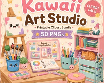 Artist Studio Clipart Bundle, Creative Workspace PNGs, Digital Download