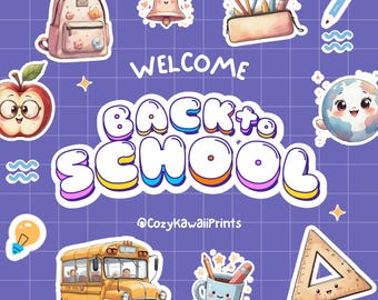 Back to School Clipart Bundle, Kawaii Classroom PNGs, Digital Download