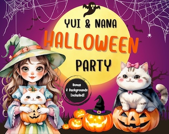 Clipart de Halloween Kawaii / Yui y Nana, Fantasmas Lindos (Descarga Digital)