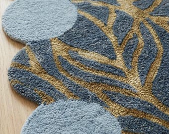 Scallop Edge Leaf Trail – Hand Tufted Wool Runner Carpet