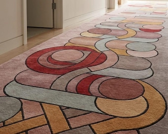 Blush Geometry Hand Tufted Wool Carpet