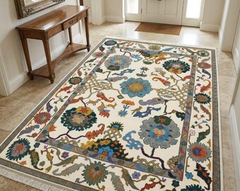 Ivory Blossom Heritage Hand Tufted Wool Dhurrie