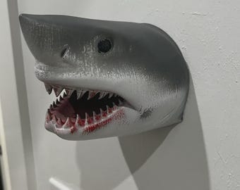Shark Head | 3d Printed Floating Wall Mount | Towel Holder