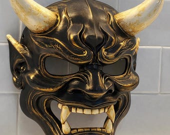 3D Printed Japanese Demon Oni Mask | Wearable Full-Face | Cosplay or Display Piece | Hannya