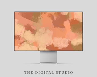Orange Brown Beige Abstract Desktop Wallpaper Boho Background (Computer, Laptop & Desktop)