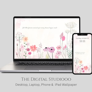 Pastel Spring Desktop Wallpaper, Cute Floral phone Wallpaper Aesthetic iPad Background Minimalist MacBook wallpaper Instant Digital Download