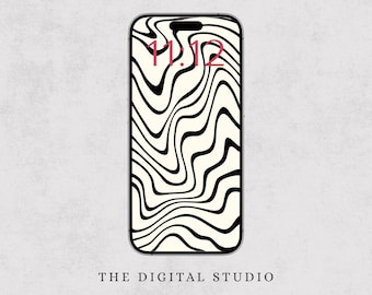 Black and White Abstract iPhone Wallpaper, Modern Minimalist Phone Wallpaper, iPhone Background Digital Download
