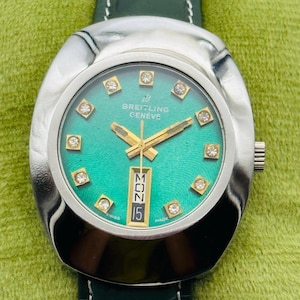 1980&#39;s Vintage Breitling 25 Jewels Automatic day date Wrist Watch. Gift for him, Swiss watch, Highly Collectible watch, Swiss movement