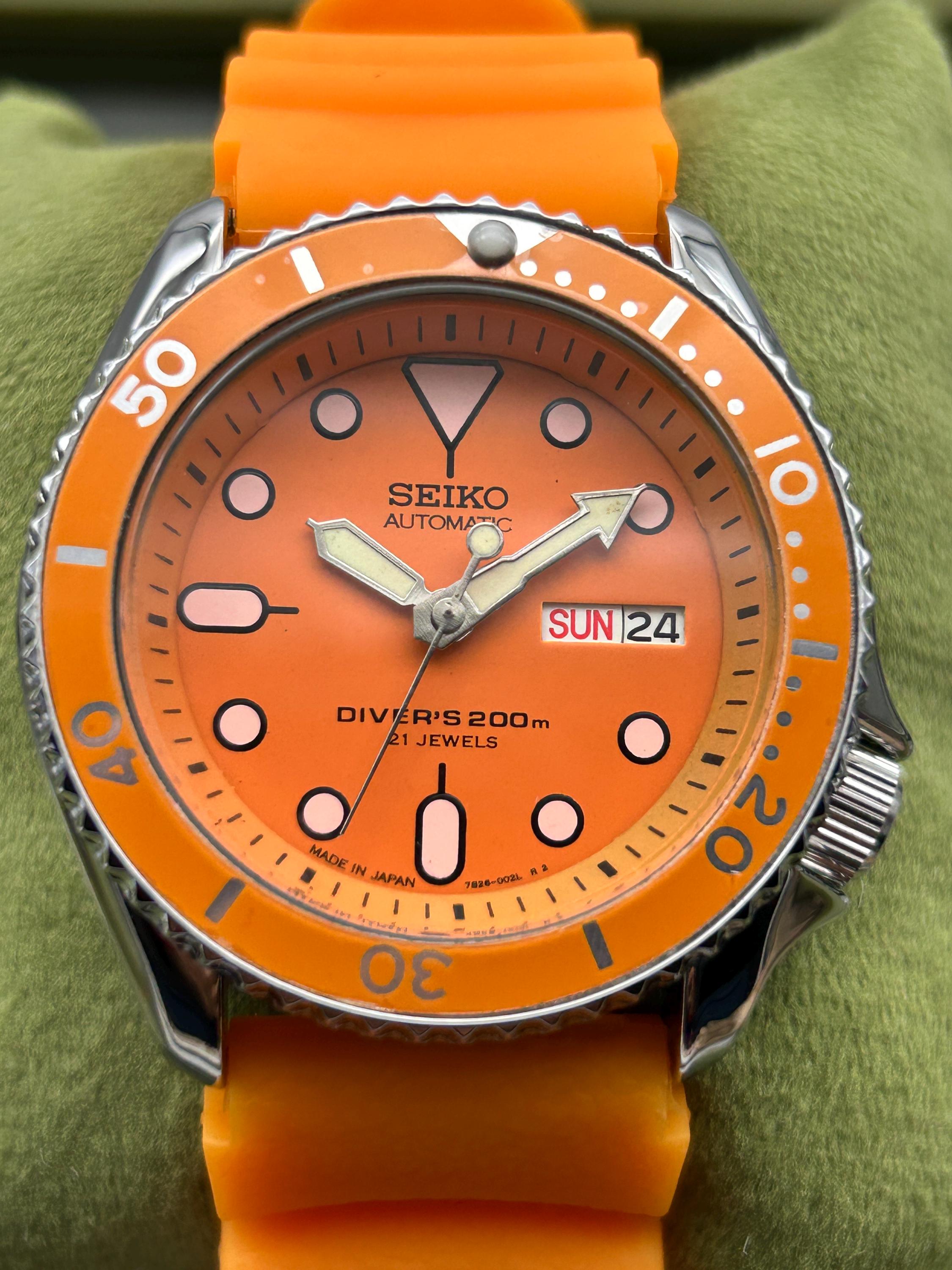 SEIKOセイコーシルバーラウンドオレンジ文字盤 メンズ時計自動巻きヴィンテージ 1986 seiko - Etsy 日本