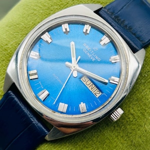 1980&#39;s Vintage Breitling 25 Jewels Automatic day date Wrist Watch. Gift for him, Swiss watch, Highly collectible watch,swiss movement