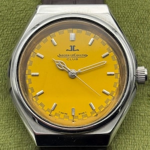 1980&#39;s Vintage Jaeger Le Coultre Manual Winding,Hand winding Wrist Watch. Gift for him, Swiss watch,Yellow Dial Swiss movement