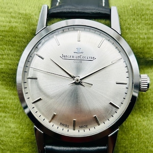 Vintage 1980&#39;s Jaeger-le-coultre Men&#39;s Wrist Watch Manual Hand winding Wrist Watch Classic Sunburst Silver Dial. Gift for him, Swiss Made