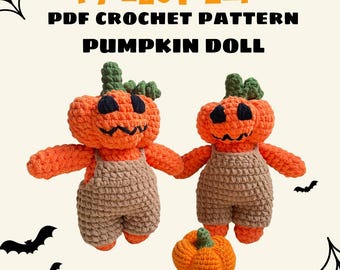 Modèle de poupée citrouille au crochet : peluche amigurumi d'Halloween (Modèle PDF)