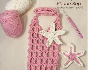 Starfish Phone Bag Crochet Pattern, Step by Step PDF Tutorial, Sea-inspired Summer Bag, Intermediate Level Project