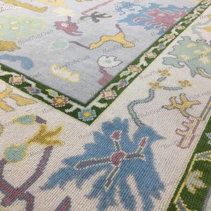 9x12 Oushak Rug Green Silver Sage And Moss Green Modern Turkish Rug Handmade Rugs For Living Room ,Hall, Kitchen, Bedroom Rug, Antique Rug