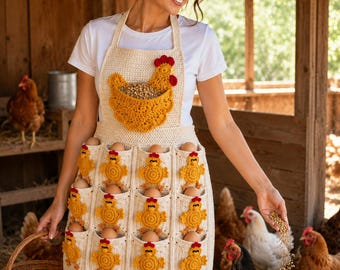 Egg Apron Crochet Pattern PDF | Chicken Egg Collecting Apron | Farmhouse Crochet Pattern | Cottagecore Apron | Digital Download