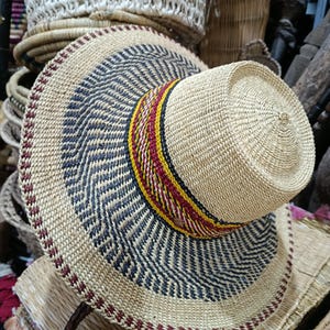 Handmade Raffia Straw Hat with leather cord – Moroccan Summer Hat – Wide Brim Sun Hat – Boho Style – Natural Palm Hat