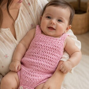 Crochet Baby Romper Pattern PDF, Easy Baby Overall Crochet Pattern, Beginner Friendly Newborn Outfit, Boho Baby Clothes, Instant Download