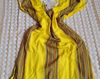 Handmade Striped Gandoura Dress, Embroidered Moroccan Caftan