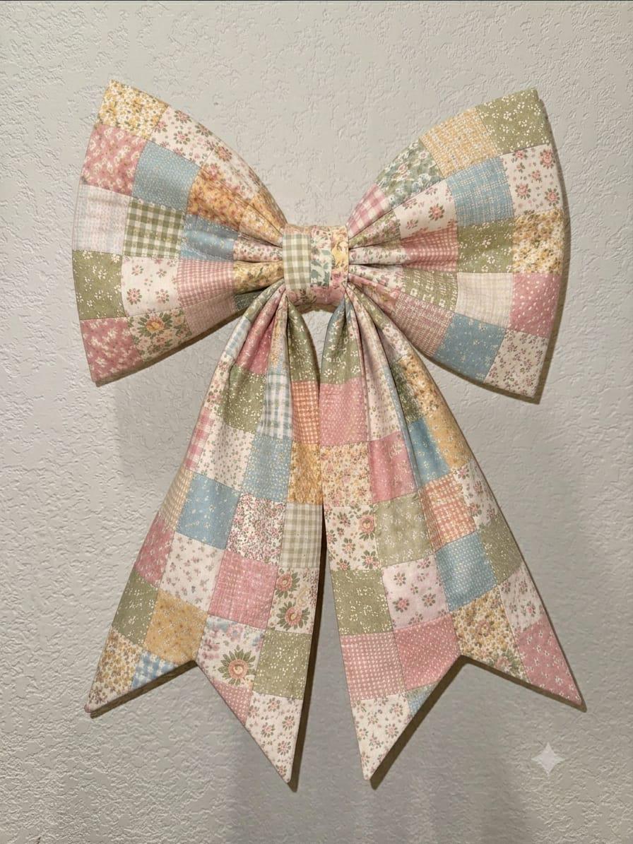 Bow Patchwork Pattern Patchwork Quilted Bow Sewing Pattern Pdf, Large Fabric Bow Tutorial ...