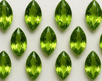 Amazing Lab Grown Green Peridot Marquise Shape Both Side Faceted Cut Calibrated Wholesale Gemstone - 6x8 To 20x30 MM All Size Available