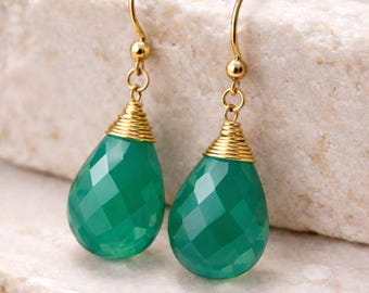 Dainty Natural Green Onyx Earring, 925 Sterling Silver Jewelry, Handmade Earring, Handcrafted Onyx Jewelry, Minimalist Earrings For Gift