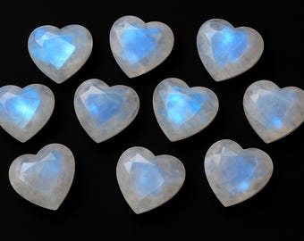 Wonderful Royal Blue Flashy Rainbow Moonstone Heart Shape Faceted Calibrated Wholesale Loose Gemstone - 5-30 MM All Size Available