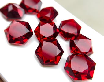 Attractive Lab Grown Garnet Hexagon Shape Faceted Star Cut Calibrated Wholesale Loose Gemstone Size - 5 To 30 MM All Size Available