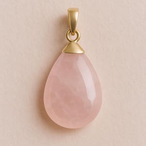 Rose Quartz Pendant: 925 Sterling Silver, Gold, or Brass - Healing Crystal Jewelry