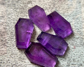 AAA Amethyst Coffin Gemstone: Step Cut, 5x10 to 15x30 mm
