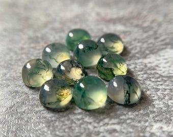 Moss Agate Cabochon: Round Polished Gemstone, 5-30mm