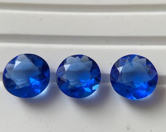 Faceted Blue Sapphire Gemstone: Round Diamond Cut, 5-30mm