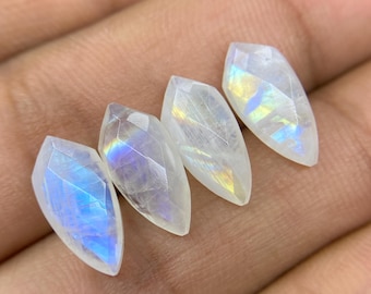 Blue Flash Rainbow Moonstone Gemstone: Checker Cut Fancy Shape, 5x10-15x30mm