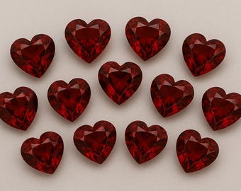 Lab Grown Red Garnet Heart Shape Both Side Faceted Cut Calibrated Wholesale Loose Gemstone -5 To 30 MM All Size Available Use For Earring