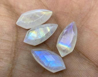 Blue Flashy Rainbow Moonstone Gemstone: Faceted Fancy Cut, 5x10 to 15x30 mm +