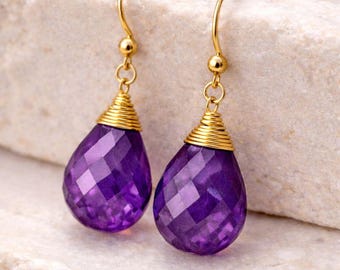 Beautiful Purple Amethyst Earring - 925 Sterling Silver Jewelry - Handmade Jewelry - February Birthstone Jewelry - Baby Shower Gift