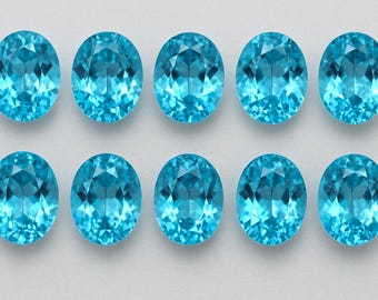 Wonderful Blue Topaz Oval Shape Both Side Faceted Smooth Polish Calibrated Wholesale Loose Gemstone Size -6x8 To 20x30 MM All Size Available