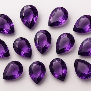 Qualité AAA+++ Améthyste violette en forme de poire des deux côtés, taille facettée, pierres précieuses en vrac calibrées en gros - 6 x 8 à 20 x 30 mm Toutes les tailles disponibles