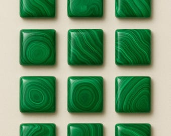 AAA+++ Quality Malachite Square Shape Both Side Flat Cabochon Hand Polish Calibrated Wholesale Gemstone Size - 5 - 30 MM All Size Available