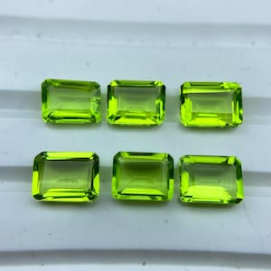 Emerald Cut Peridot Gemstone: Rectangle Shape, Jewelry Making (6x8 to 20x30 MM)