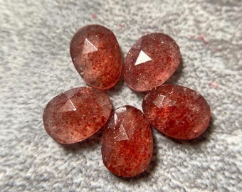Red Strawberry Gemstone: Rose Cut Oval, Calibrated Loose Stone