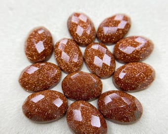 Top Grad Quality Sunstone Oval Shape One Side Checker Cut Flat Back Calibrated Wholesale Gemstone Size- 6x8 To 20x30 MM All Size Available